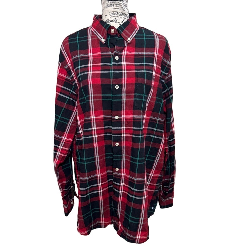 Chaps Red and Green Plaid Casual Shirt